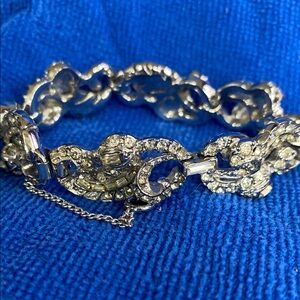 Elegant Silver Chain Bracelet with matching earrings and ring